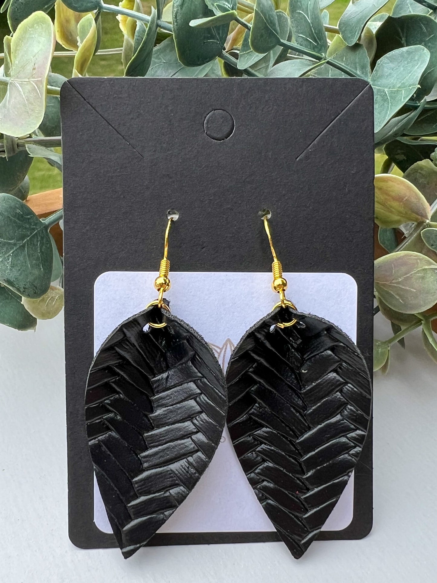 Faux Leather Pinched Earrings