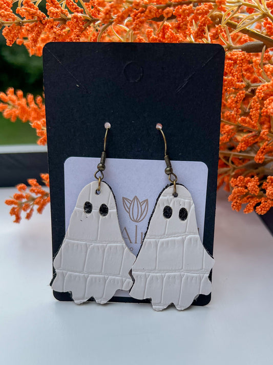 Faux Leather Ghost Earrings