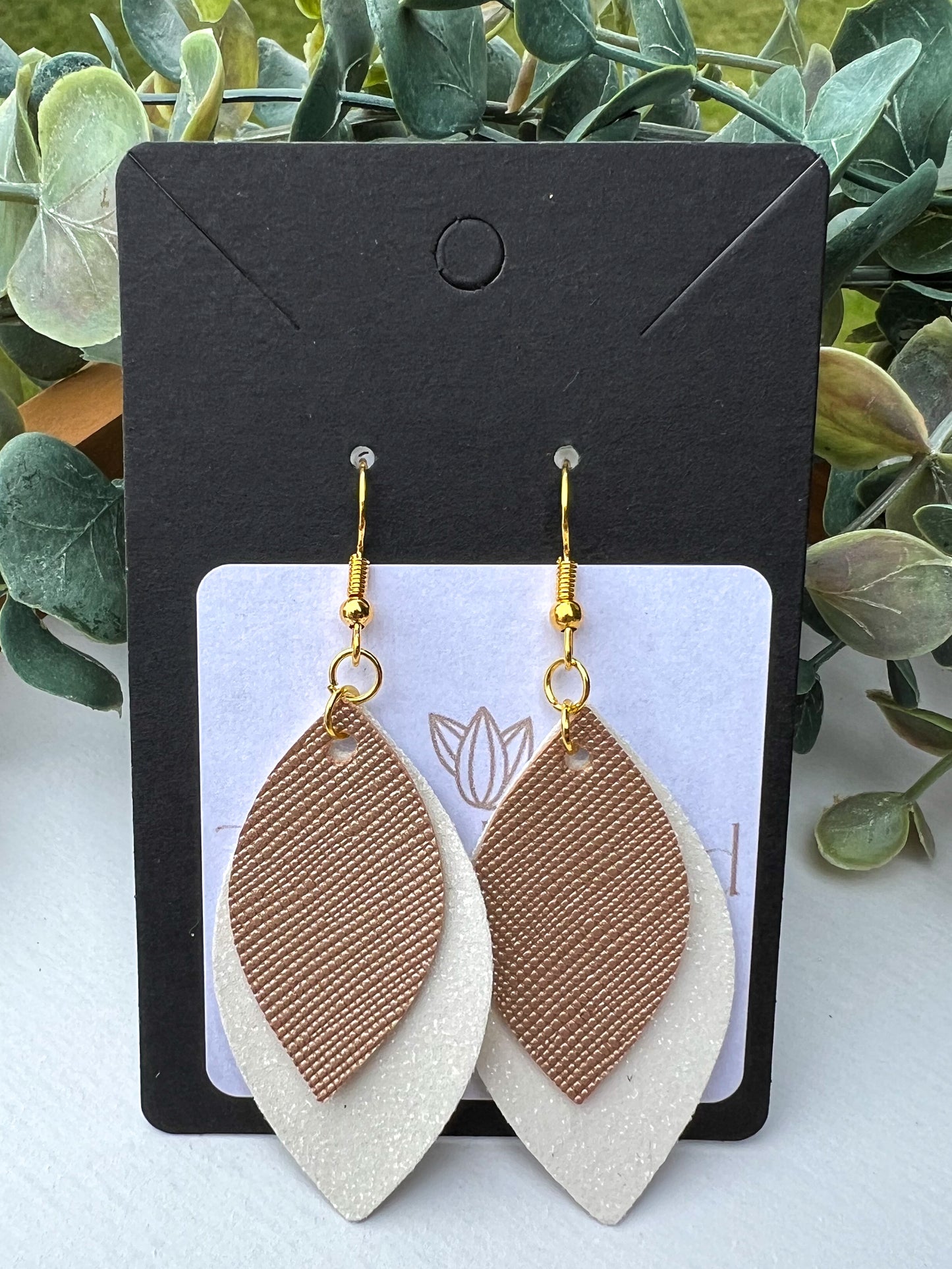 Double Layer Faux Leather Leaf Earrings