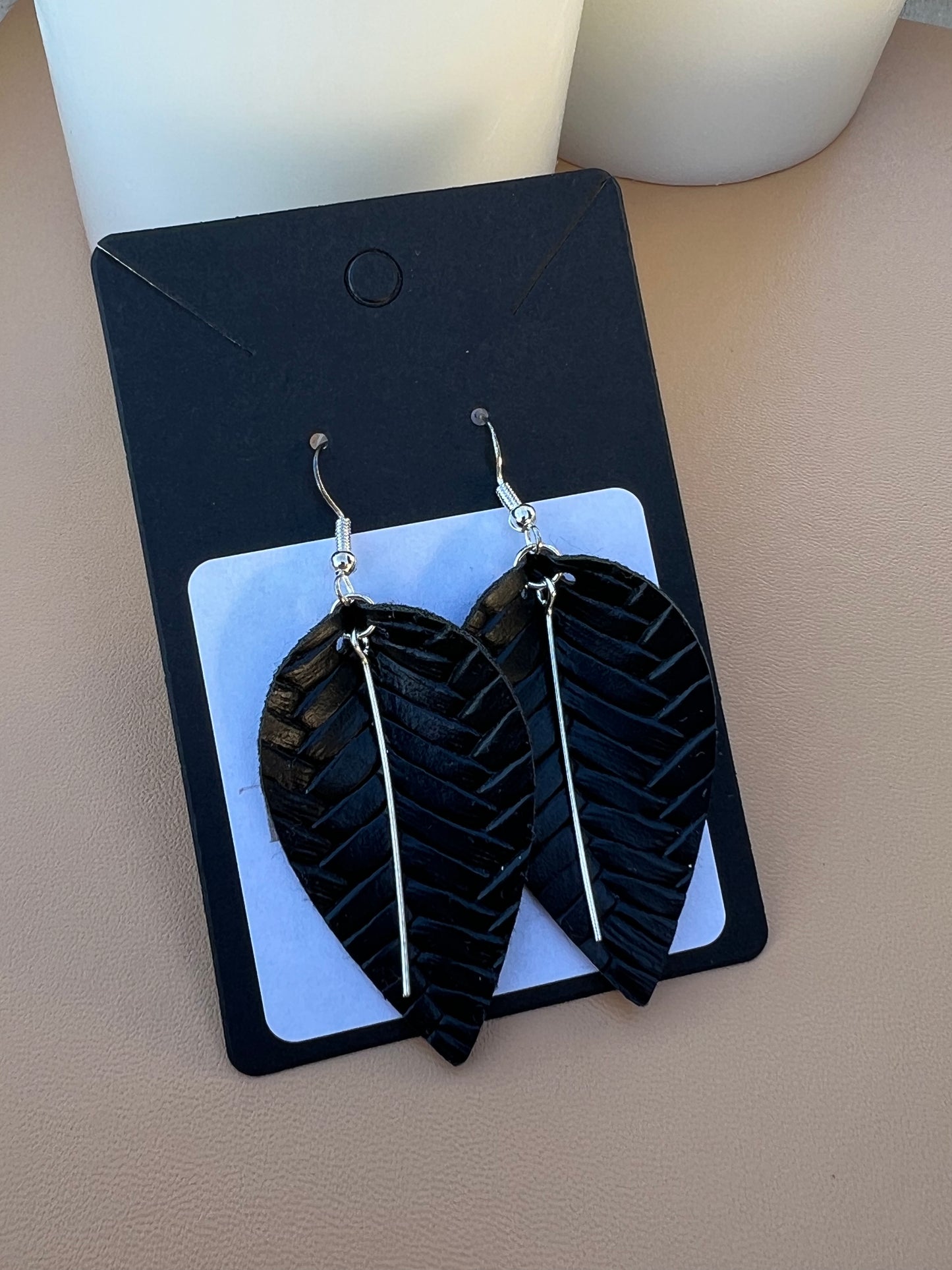 Faux Leather Pinched Earrings