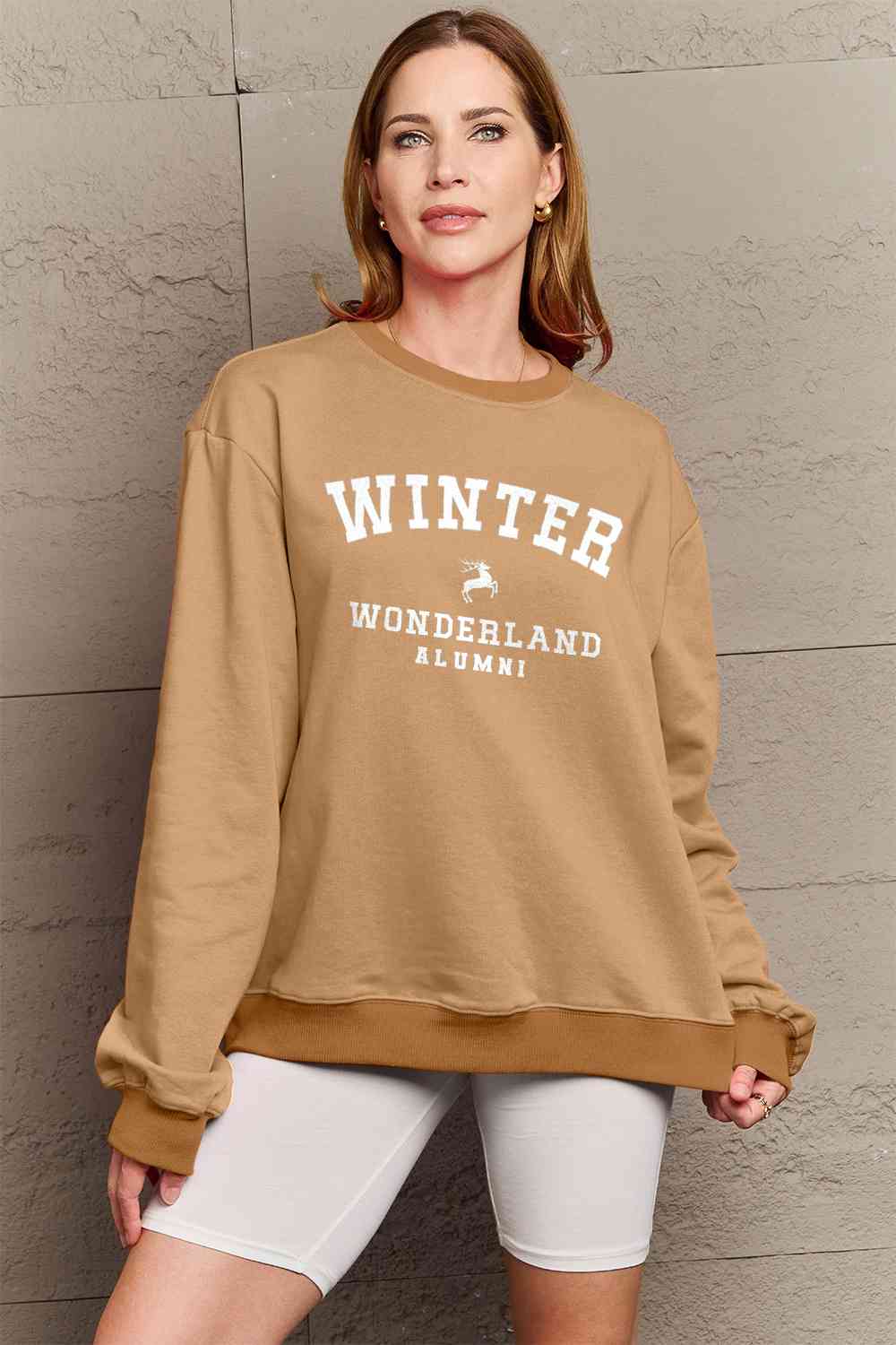 Simply Love Full Size WINTER WONDERLAND ALUMNI Graphic Long Sleeve Sweatshirt