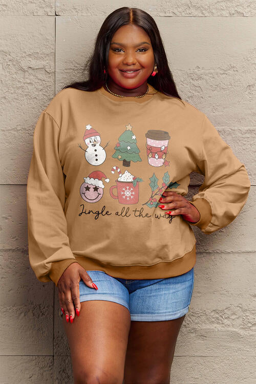 Simply Love Full Size JINGLE ALL THE WAY Long Sleeve Sweatshirt