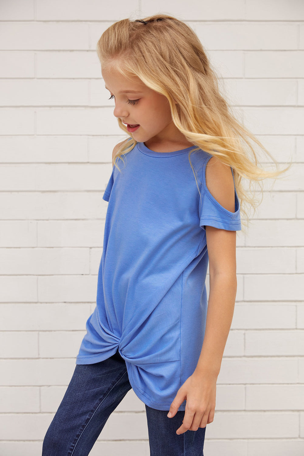 Cold-Shoulder Twist Front T-Shirt