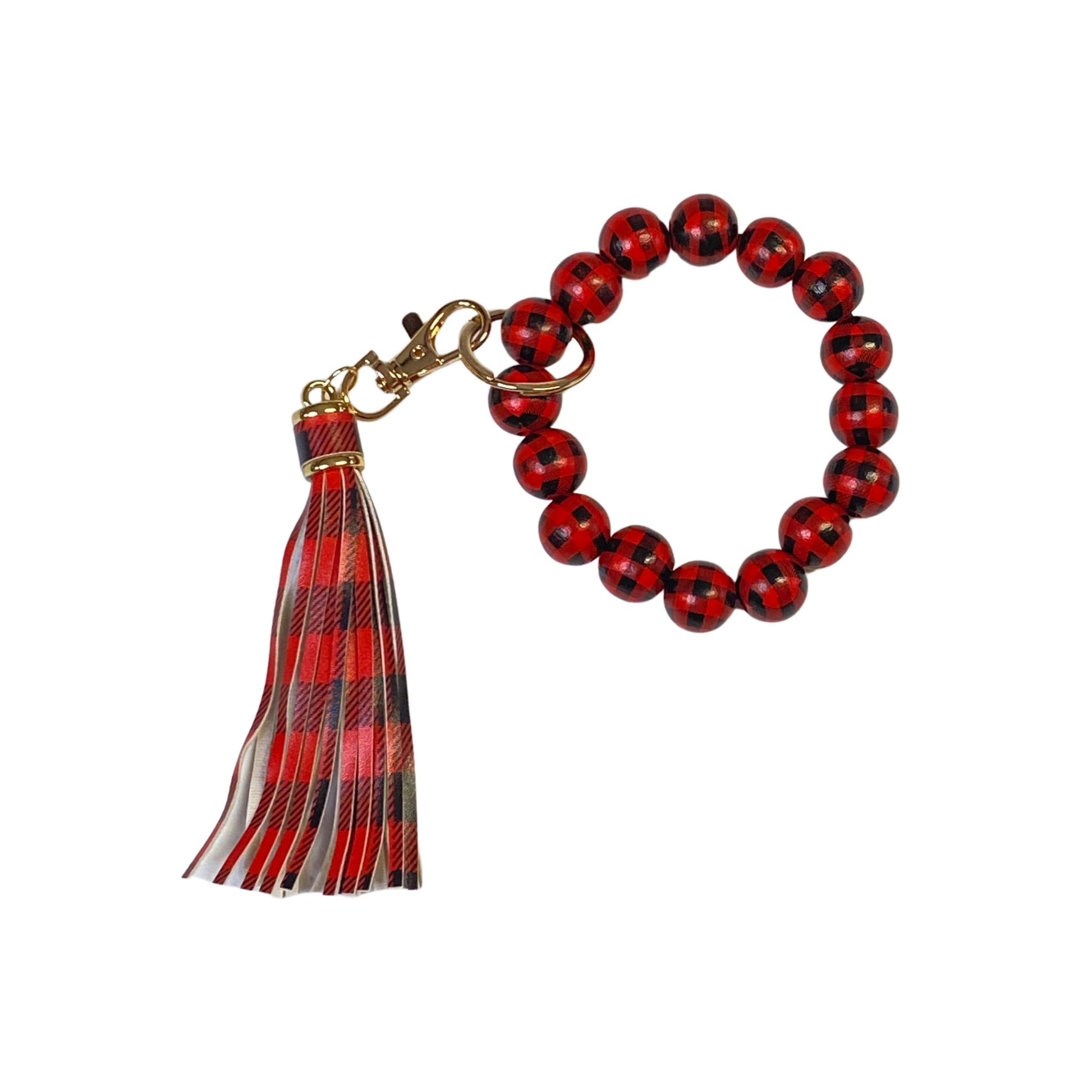 Tassel Keychain in Red Plaid