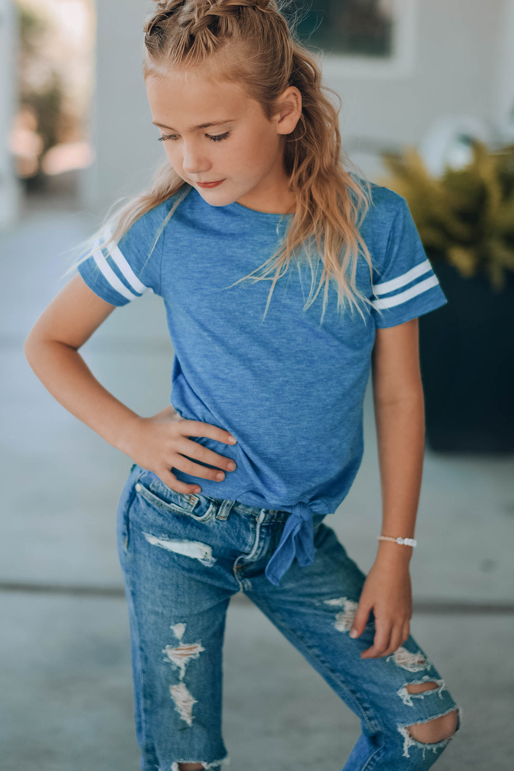 Striped Tie Front T-Shirt