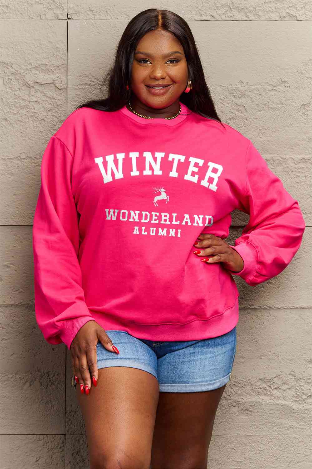 Simply Love Full Size WINTER WONDERLAND ALUMNI Graphic Long Sleeve Sweatshirt