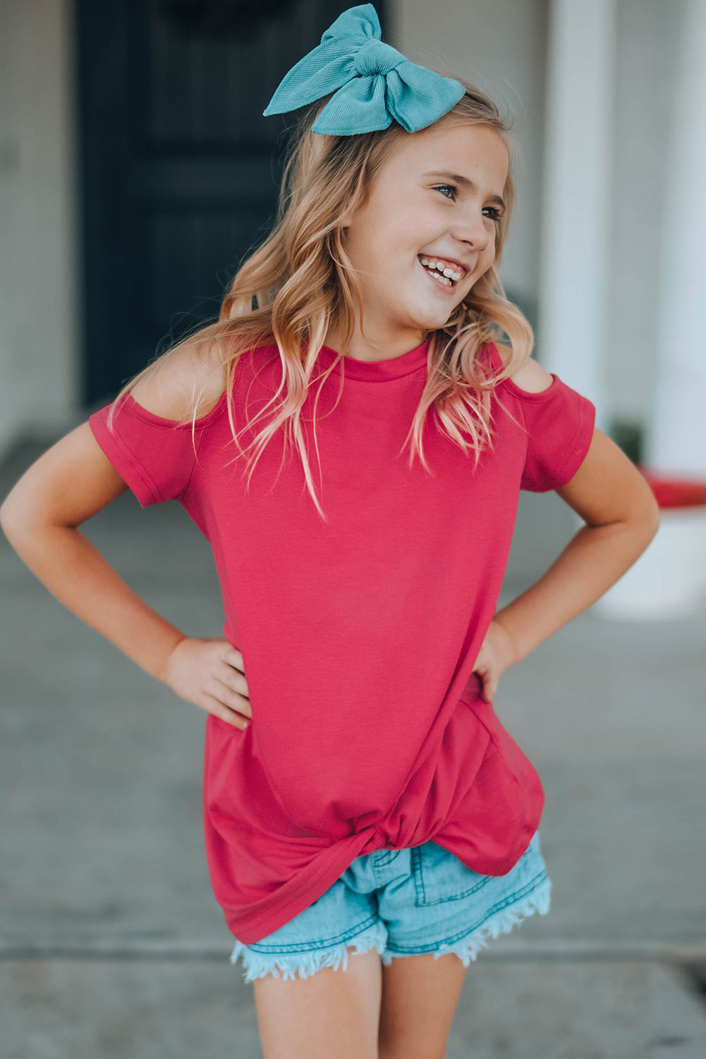 Cold-Shoulder Twist Front T-Shirt