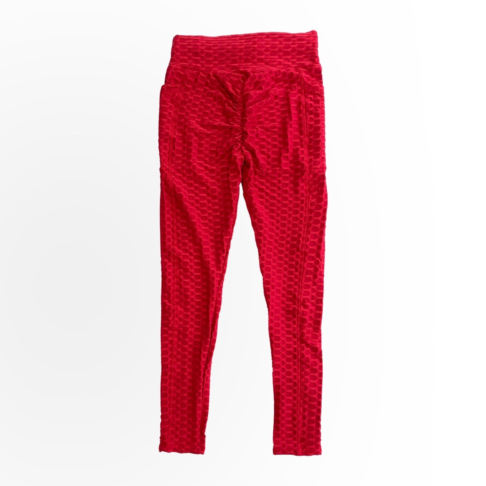 Take It Easy Tik-Tok Pocket Leggings in Red