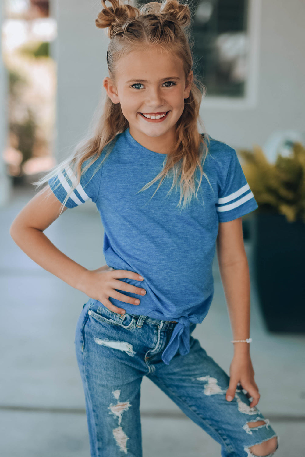 Striped Tie Front T-Shirt