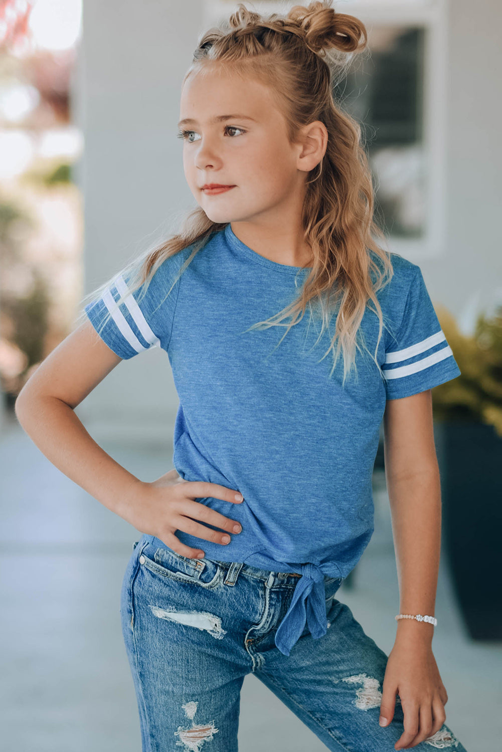 Striped Tie Front T-Shirt