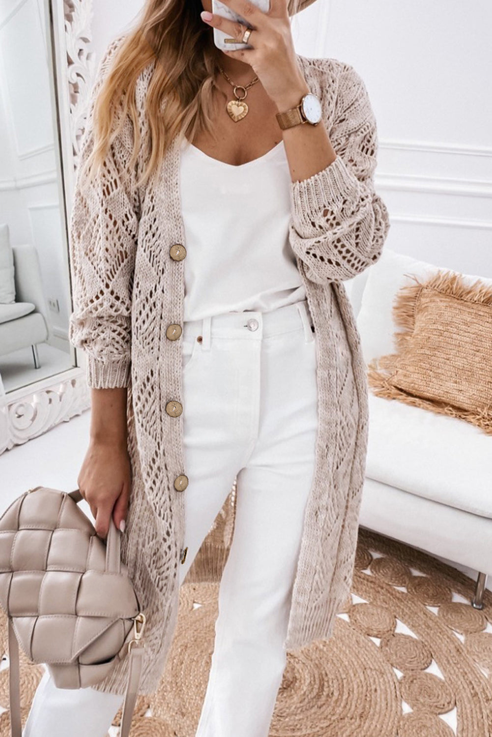 V-Neck Long Sleeve Cardigan