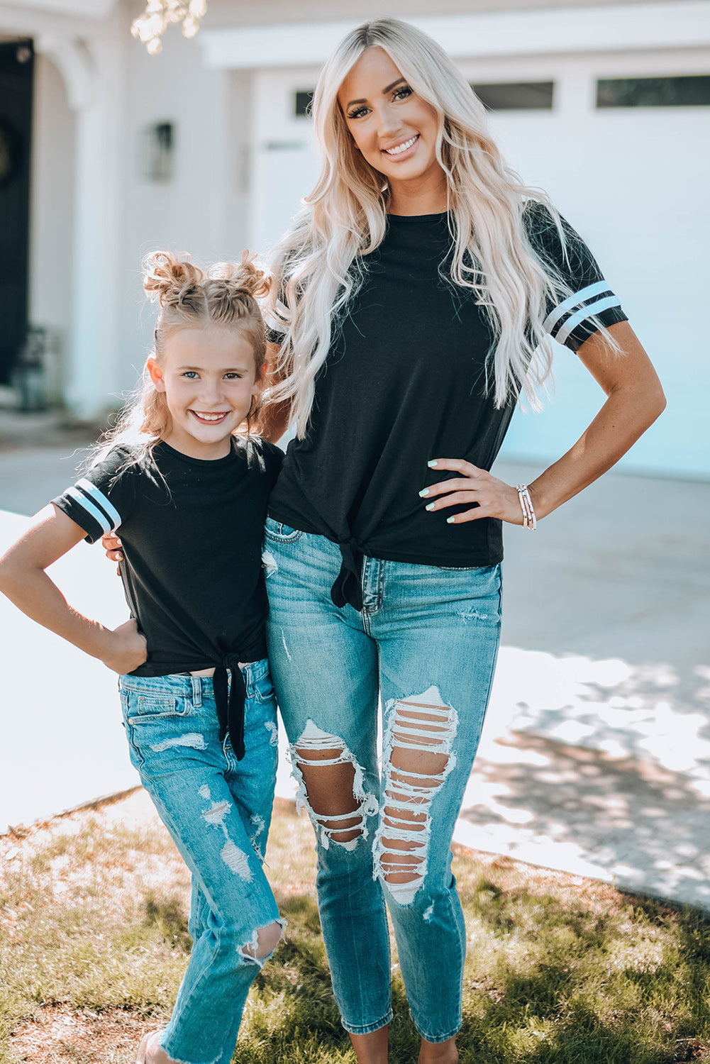 Striped Tie Front T-Shirt